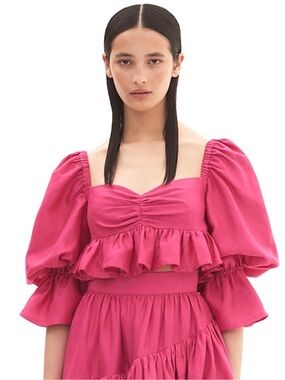 NEW ALEMAIS PINK RUFFLED CROP TOP